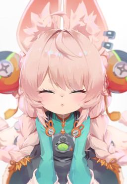 ahoge anthro braided_pigtails clothed clothed_anthro clothed_female clothing ear_piercing ear_ring eyes_closed female flat_chested fully_clothed fully_clothed_anthro fully_clothed_female fur hair imminent_kiss inner_ear_fluff kissing_pov overall_dress piercing pink_body pink_fur pink_hair puckered_lips ring_piercing simple_background tuft white_background c4row mihoyo zenless_zone_zero zhao_(zenless_zone_zero) lagomorph leporid mammal rabbit thiren 2026 absurd_res hi_res