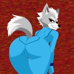 1_eye anthro anus_outline camel_toe crossgender eye_patch eyewear female genital_outline mtf_crossgender pussy_outline red_eyes solo tail zero_suit anxietyfilledfluf metroid nintendo star_fox wolf_o'donnell canid canine canis mammal wolf 1:1