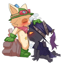 3_toes anthro anthro_on_anthro armor backpack barefoot black_body black_fur blush bodily_fluids boots clothed clothing cum cum_in_mouth cum_inside cum_on_face deep_throat dominant dominant_male duo eyewear feet fellatio footwear fur fur_markings genital_fluids gloves goggles goggles_on_headwear hand_on_head handwear hat headgear headwear helmet internal internal_oral kneeling kneeling_oral_position leaning_on_object male male/male male_anthro markings narrowed_eyes neck_tuft oral oral_penetration orgasm partially_clothed paws penetration penile penis_shadow pith_helmet robe scroll sex shoes short short_anthro short_male simple_background spikes standing submissive submissive_male sweat tan_body tan_fur teeth_showing toes tuft white_background wizard_hat young dapong league_of_legends riot_games tencent teemo_(lol) veigar yordle colored digital_media_(artwork) hi_res adult_(lore)