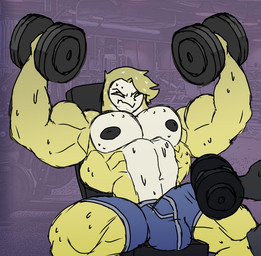 anthro balls_outline biceps big_bulge big_muscles big_pecs biped bodily_fluids boxer_briefs briefs bulge clothed clothing countershading detailed_bulge dumbbell erection erection_under_clothing exercise feathers genital_outline green_body green_feathers head_tuft huge_muscles male male_anthro muscular muscular_anthro muscular_arms muscular_male nipples pecs penis_outline solo sweat topless topless_anthro topless_male tuft underwear weightlifting weights workout parttimeyeen jovin_(parttimeyeen) avian bird owl hi_res