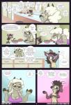 2018 anthro big_breasts blush bovid breasts caprine clothing comic deer dialogue digital_media_(artwork) domestic_sheep eeekay english_text facial_piercing female fugue_(eeekay) fur hair hi_res horn lethe_(eeekay) mammal new_world_deer nipples nude overweight piercing pudu sheep short skinny text url