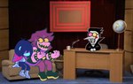 ambiguous_gender angry anthro female furniture group male sitting sofa style_emulation talk_show trio clownplushie deltarune kris_where_are_we the_eric_andre_show undertale_(series) kris_(deltarune) spamton_g._spamton susie_(deltarune) darkner human lizard mammal reptile scalie 2021 meme