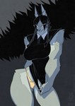 alternate_species anthro black_hair braided_hair clothing dress empty_eyes female fur grey_body grey_fur hair inner_ear_fluff muscular muscular_arms panties pigtails solo tuft underwear white_eyes conditional_dnp jollyjack mythology the_addams_family wednesday_addams canid canine mammal mythological_canine mythological_creature werecanid werecanine werecreature werewolf 2025