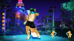 anthro beach bottomwear clothing dancing detailed_background game_background gloves glowing glowing_body hair hand_on_face handwear hud long_hair lyrics male pictogram shirtless shorts solo star earthwormgd just_dance ubisoft verstace canid canine canis mammal wolf absurd_res hi_res pictographics