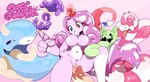 anthro blue_eyes candy desnudo dessert female food group orange_eyes penis_tentacles pink_body pink_skin rose_hair tentacles furroneta goo_creature humanoid monster monstrous_humanoid colored hi_res