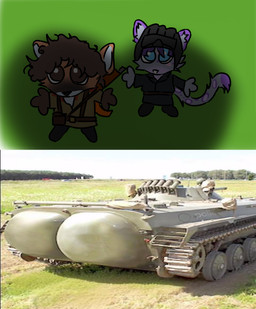 anthro brown_hair busty_inanimate clothing curly_hair duo female hair male military military_uniform ranged_weapon uniform weapon savo canid canine felid mammal maned_wolf pantherine snow_leopard hi_res