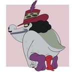 animal_genitalia animal_penis anthro bent_legs bent_over black_eyes black_hair clothing crocodilian_penis erection facial_hair feather_hat fist footwear genitals grey_body grey_scales hair half-closed_eyes hat headgear headwear jewelry lips looking_at_viewer looking_back male mostly_nude mostly_nude_anthro mostly_nude_male multicolored_body mustache narrowed_eyes overweight overweight_anthro overweight_male penis pimp_hat poofy_hair presenting purple_clothing purple_footwear purple_lips purple_socks rear_view red_clothing red_hat red_headwear ring_(jewelry) scales simple_background slightly_chubby slightly_chubby_anthro slightly_chubby_male smile smiling_at_viewer smirk smirking_at_viewer socks solo tail thick_lips two_tone_body yellow_sclera bob-jiggles furiki_wheels gaumont crazy_croc_(furiki_wheels) crocodile crocodilian reptile scalie absurd_res hi_res