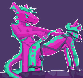 anthro arms_tied ball_gag bdsm bedroom black_harness blindfold bondage bound chastity_cage chastity_device cuffs_(object) doggystyle dominant dominant_male from_behind_position fur gag green_body green_eyes green_fur green_hair hair harness legs_tied male male/male markings purple_body purple_fur purple_hair restraints scar scars_on_chest sex simple_background solo spots spotted_markings submissive submissive_male garbage_art mythology dragon hyena mammal mythological_creature mythological_scalie scalie absurd_res cel_shading digital_media_(artwork) hi_res krita_(artwork) restricted_palette shaded trans_(lore) trans_man_(lore)