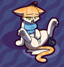 abstract_background ahoge anus bodily_fluids breasts clothed clothing clothing_around_one_leg female gooning hair looking_at_viewer masturbation medium_breasts multicolored_body narrowed_eyes outline panties panties_around_one_leg panties_down partially_clothed paws presenting semi-anthro shirt sitting solo spread_legs spreading tank_top thick_thighs tongue tongue_out topwear tuft two_tone_body underwear underwear_around_one_leg underwear_down wide_hips shatterstone goon_warrior nutmeg_(turbineclaw) felid feline mammal