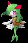 backpack eyelashes female lock narrow_hips not_furry open_mouth pink_eyes simple_background smile solo thigh_gap thin_calves thin_legs thin_thighs whistle_(object) centchi nintendo pokemon generation_3_pokemon humanoid kirlia pokemon_(species) alpha_channel hi_res