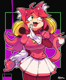 ahoge animal_ears bottomwear clothed clothed_female clothed_humanoid clothing female footwear fully_clothed fully_clothed_female fully_clothed_humanoid gloves hair hair_bell handwear heart_necklace holding_object holding_teapot inner_ear_fluff light_body light_skin pink_clothing pink_hair pink_topwear shoes skirt solo tail teapot topwear tuft white_bottomwear white_clothing white_gloves white_handwear white_skirt tchairss undertale_(series) mew_mew_(undertale) pink_(deltarune) animal_humanoid cat_humanoid felid felid_humanoid feline feline_humanoid humanoid mammal mammal_humanoid 2026 absurd_res half-length_portrait hi_res portrait
