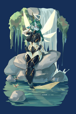 anthro big_breasts bodily_fluids breasts clothed clothing female fin gloves hair handwear headgear headwear insect_wings lake latex latex_clothing latex_skinsuit looking_at_viewer simple_background skinsuit solo split_form tight_clothing water wings shanher mythology shanher_(character) aquatic dragon fairy merfolk mythological_creature mythological_scalie scalie absurd_res alpha_channel hi_res