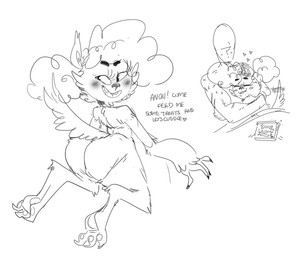 anthro big_butt butt cuddling digitigrade dog_food dog_treat duo female heart_symbol male pet_food tail tail_motion tailwag text thick_thighs wide_hips mhdrawin ghoul_school hanna-barbera mythology scooby-doo_(series) anon winnie_werewolf_(ghoul_school) canid canine human mammal mythological_canine mythological_creature werecanid werecanine werecreature werewolf english_text monochrome