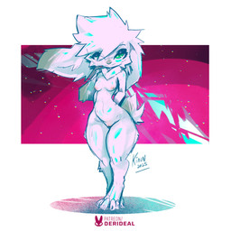 anthro dewlap_(anatomy) female fur genitals green_eyes navel nipples nude nude_anthro nude_female pink_nipples scut_tail short_tail solo tail vulva white_body white_fur kiaun derideal nova_(xen) lagomorph leporid mammal rabbit 1:1 2025 hi_res