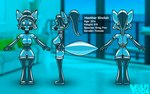 anthro biped breasts clothing drone female female_anthro gas_mask hypnosis latex latex_clothing latex_skinsuit mask mind_control skinsuit solo tight_clothing vulpivoid hazmat_girl heather_sinclair canid canine fox grey_fox mammal urocyon hi_res model_sheet