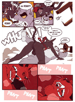 5_fingers 5_toes anthro anus apron apron_only armpit_hair balls black_body black_border black_claws black_nose body_hair border breath butt chair claws clothing dialogue duo eyebrows feet fingers furniture genitals grey_body male male/male nipples nude panting raised_tail red_apron red_clothing simple_background slightly_chubby slightly_chubby_anthro slightly_chubby_male soles tail teeth text thick_eyebrows toes whiskers yellow_sclera captain_nikko eli_(captain_nikko) viktor_balthis domestic_cat felid feline felis mammal absurd_res comic digital_drawing_(artwork) digital_media_(artwork) english_text flat_colors hi_res