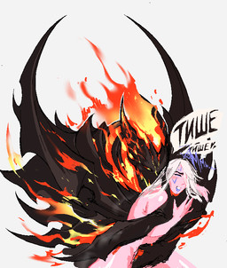 aroused blush chin_grab clenched_teeth dominant dominant_male duo evil_grin face_grab facial_markings female fire grabbing_another's_chin grabbing_from_behind hair hand_on_another's_face hand_on_cheek harassment head_markings horn horny_male imminent_sex lipstick looking_at_another looking_at_partner makeup male male/female markings not_furry nude nude_female pink_body pink_skin purple_lipstick purple_sclera sharp_fangs sharp_horn simple_background size_difference skin_fang smile speech_bubble steam steaming_body teeth text white_background white_eyes white_hair worried popisya dota valve nevermore_the_shadow_fiend traxex_the_drow_ranger demon humanoid monster monstrous_demon 2023 aliasing digital_media_(artwork) russian_text