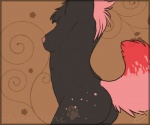 6:5 anthro anthropornorphic breasts butt canid canine canis female hair mammal nipples pink_hair pose solo tail wolf