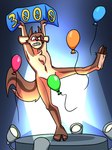 anthro balloon blue_balloon blush blush_lines brown_body brown_fur cheek_tuft chest_tuft clenched_teeth convenient_censorship embarrasment embarrassed facial_tuft feet floppy_ears fluffy fluffy_tail fur green_balloon head_tuft holding_object holding_sign hooves horn inflatable looking_down male milestone multicolored_body multicolored_fur navel nude number on_one_leg orange_balloon pink_balloon plantigrade platform raised_arms raised_leg sign simple_background solo spotlight standing string tail teeth tuft two_tone_body two_tone_fur two_tone_tail deerkid capri_(deerkid) bovid caprine goat mammal 2023 3:4 absurd_res digital_drawing_(artwork) digital_media_(artwork) hi_res