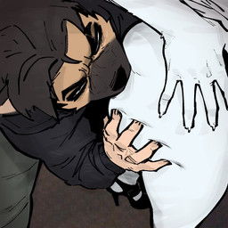 5_fingers anthro bite biting_another black_clothing black_eyebrows black_footwear black_high_heels black_hoodie black_nose black_topwear bottomwear butt butt_bite butt_grab clothed clothing duo eyebrows fingers footwear fur hair hand_on_butt high_heels hoodie male pants shoes standing tan_body tan_fur topwear white_body white_fur esahma eesahma canid canine canis domestic_dog mammal 2025 hi_res