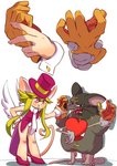 anthro blonde_hair clothing female gloves group hair hand_holding handwear hat headgear headwear hole_(anatomy) male pink_clothing slightly_chubby top_hat wings iro_gomasio mad_rat_dead nippon_ichi_software heart_(mad_rat_dead) mad_rat_(mad_rat_dead) rat_god_(mad_rat_dead) mammal murid murine rat rodent model_sheet