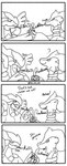 ambiguous_gender anthro drinking drinking_straw duo feral silly_straw sparkles tongue tongue_out baron_montesque nintendo pokemon generation_5_pokemon legendary_pokemon pokemon_(species) reshiram zekrom comic hi_res monochrome