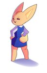 bottomwear clothing fur hands_on_hips looking_back office_clothing office_lady skirt tan_body tan_fur tyso_art aggretsuko sanrio fenneko ailurid canid canine fennec_fox fox mammal true_fox 2024 absurd_res hi_res