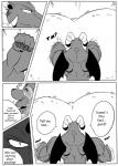 balls big_balls bulge canid canine clothing comic demon dialogue duo english_text fight genitals hi_res hoshi_(a_side) huge_balls hyper hyper_balls hyper_genitalia jockstrap male male/male mammal membrane_(anatomy) membranous_wings monochrome raccoon_dog reagan700 tanuki text underwear wings