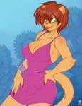 anthro breasts cleavage clothed clothing dress female solo avencri elexis_(mramp) mrs._amp_(mramp) mammal mustelid musteline true_musteline weasel