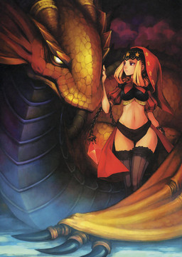 cape clothed clothing duo female feral footwear hood lace legwear membrane_(anatomy) membranous_wings midriff scales skimpy slave socks standing thigh_highs thigh_socks ventral_scales wings shigatake mythology odin_sphere vanillaware velvet_(odin_sphere) dragon human mammal mythological_creature mythological_scalie scalie digital_media_(artwork) official_art