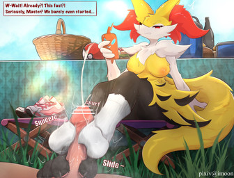 4_toes anthro areola bodily_fluids breasts claws clothing cum cum_through_toes cumshot dirty dirty_clothing dirty_socks duo ejaculation feet female foot_fetish foot_focus foot_on_penis foot_play footjob footwear genital_fluids genitals grass interspecies male male/female musk musky_feet nails orange_areola pawpads paws penile penis plant plantigrade sex shoes smelly smelly_feet smelly_socks sock_fetish sockjob socks socks_removed soles steamy_feet sweat sweaty_clothing sweaty_feet sweaty_footwear sweaty_socks tail text toes white_clothing white_footwear white_socks yimoon640 nintendo pokemon animate_inanimate braixen generation_4_pokemon generation_6_pokemon human mammal pokemon_(species) rotom rotom_phone english_text hi_res
