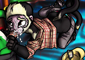 anthro bodily_fluids clothing cum duo erection feet genital_fluids genitals male male/male oral penis prehensile_feet solo_focus toes vonboche basil_h._kinsey mintmonkey capuchin_monkey cebid haplorhine mammal monkey new_world_monkey primate