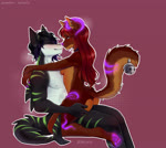 accessory anthro bell blush breasts duo female fluffy fluffy_tail furgonomics glowing glowing_markings kissing male male/female markings medium_breasts paws romantic romantic_couple simple_background sitting sitting_on_another tail tail_accessory tail_bell berside melunix canid canine fish fox mammal marine shark 2d_animation absurd_res animated hi_res motion_tweening no_sound short_playtime webm