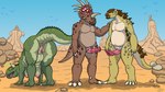 16:9 abelisaurid animal_genitalia animal_penis animal_pussy ankylosaurian ankylosaurid anthro armor breasts brown_body brown_scales carnotaurus ceratopsian clitoral_winking clitoris cloaca cloacal_penis clubbed_tail day desert detailed_background dinosaur erect_clitoris euoplocephalus female genitals glowing_frenulum green_body green_scales group hi_res horizontal_pupils horn humanoid male male/female male/male markings musclegut muscular nipples non-mammal_breasts non-mammal_nipples ornithischian outdoor_nudity outside penis plateau presenting presenting_pussy pupils pussy reptile rock sand scales scalie slightly_chubby slightly_chubby_female slightly_chubby_male spikes striped_markings stripes styracosaurus tail theropod thick_thighs thyreophoran turtle_penis unusual_anatomy unusual_genitalia unusual_penis weapon_tail widescreen