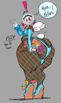 balls big_butt blue_clothing bottom_heavy bubble_butt butt clothing cotton_tail curvy_figure dark_body dark_skin dress feathered_wings feathers femboy fishnet_clothing fishnet_legwear fishnet_pantyhose footwear gap_teeth genitals halo heart_symbol high_heels huge_butt huge_thighs hyper hyper_butt jewelry legwear looking_at_viewer male necklace pantyhose rear_view shoes solo thick_thighs toony voluptuous voluptuous_male wedge_(footwear) wide_hips wings dedoggyskullz roto_(dedoggyskullz) humanoid hi_res