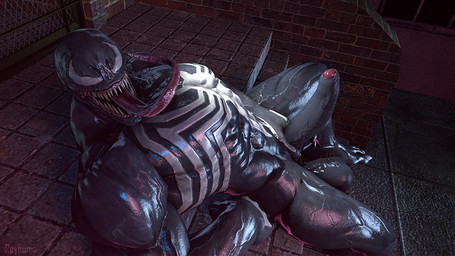 balls big_balls big_penis black_body erection genitals long_tongue male muscular penis sharp_teeth solo teeth tongue white_eyes rayhuma marvel venom_(marvel) humanoid symbiote 3d_(artwork) digital_media_(artwork) source_filmmaker_(artwork)
