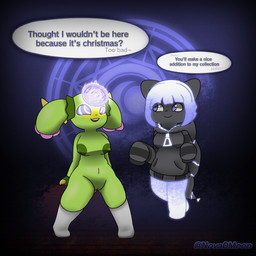 areola big_areola big_nipples breasts clothing dialogue duo female floating footwear genitals glowing glowing_body glowing_eyes glowing_hair hair hypnosis magic magic_circle mind_control nipples nude plant pokemorph ringed_eyes socks submissive submissive_female text vulva zipper lemendigogoat nova0moon nintendo pokemon andy_(lemendigogoat) fan_character elemental_creature flora_fauna generation_3_pokemon generation_5_pokemon generation_6_pokemon ghost maractus mega_banette mega_evolution pokemon_(species) spirit 1:1 absurd_res english_text hi_res