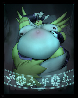 ambiguous_gender anthro areola belly big_belly big_butt black_areola black_nipples bodily_fluids butt dipstick_tail double_chin fur hand_on_belly lactating leaking_milk lying markings navel nipples on_back outie_navel overweight overweight_ambiguous overweight_anthro pregnant pregnant_ambiguous pregnant_anthro raised_arm solo tail tail_markings thick_thighs white_body white_fur white_tail_tip yellow_body yellow_fur yellow_tail silvia_nexus_(artist) bandai_namco digimon rava_(silvia_nexus) canid digimon_(species) mammal renamon 2025 digital_drawing_(artwork) digital_media_(artwork) english_description hi_res nonbinary_(lore)