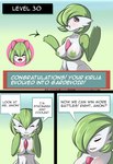 areola breasts eyes_closed female green_areola green_nipples medium_breasts nipples not_furry nude simple_background solo speech_bubble standing text ikunsfw17 nintendo pokemon gardevoir generation_3_pokemon humanoid kirlia pokemon_(species) absurd_res comic english_text hi_res