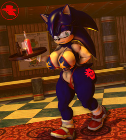 alcohol anthro beverage big_breasts bikini blue_body blue_fur breasts butt clothed clothing container corruption crossgender cup female footwear fur gloves green_eyes handwear servant serving_tray simple_background solo swimwear topwear two-piece_swimsuit waiter waiter_tray boiboi9999 eggman_logo sega sonic_the_hedgehog_(series) sonic_the_hedgehog eulipotyphlan hedgehog mammal 3d_(artwork) digital_media_(artwork) hi_res source_filmmaker_(artwork)