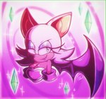 anthro breasts cleavage clothed clothing eyeshadow female fur gem makeup smile solo white_body white_fur wings just_icy sega sonic_the_hedgehog_(series) rouge_the_bat bat mammal hi_res signature