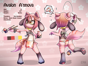 anthro anthrofied barefoot biped bottomwear camel_toe chest_wraps clothing feet female food loincloth pokemorph solo sushi text wraps young young_anthro b-ern nintendo pokemon avalon_a'nnova fan_character canid canine generation_1_pokemon generation_4_pokemon magikarp mammal pokemon_(species) riolu english_text hi_res source_request