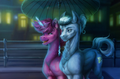 age_difference blue_eyes blurred_background building chest_tuft closed_frown cutie_mark door duo eye_contact eyebrows eyelashes fence feral frown frowning_at_another fur grey_body grey_eyebrows grey_fur grey_mane grey_tail hair horn light looking_at_another magic magic_user male male_feral mane mature_feral mature_male medium_tail mouth_closed night older_feral older_male outside ponytail purple_body purple_eyebrows purple_fur purple_horn purple_mane raining red_tongue short_mane smile smiling_at_another stairs standing tail teeth tongue tuft umbrella unicorn_horn window younger_feral younger_male rayrage hasbro my_little_pony mythology fan_character jacob_eternity magenta_spark earth_pony equid equine horse mammal mythological_creature mythological_equine pony unicorn 2024 colored detailed digital_media_(artwork) digital_painting_(artwork) hi_res lighting painting_(artwork) shaded