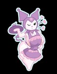 anthro apron belly big_breasts breasts clothing female one_eye_closed slightly_chubby solo sticker waiter wide_hips wink killrabs hello_kitty_(series) onegai_my_melody sanrio kuromi lagomorph leporid mammal rabbit absurd_res hi_res