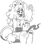 anthro blush breasts butt claws duo female female/female hair masochism nipples nude open_mouth predator/prey scratches scratching simple_background smile white_background momorodent momo_(momorodent) felid lion mammal mouse murid murine pantherine rodent 2020 monochrome