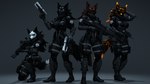 anthro assault_rifle black_body black_fur black_sclera blep blue_eyes bodypaint brown_body brown_eyes brown_fur dual_wielding face_paint female fur green_eyes group gun hand_on_head handgun holding_object holding_weapon kneeling looking_at_viewer military orange_eyes pistol pose ranged_weapon rifle simple_background skull_face_paint smile smiling_at_viewer sniper_rifle soldier submachine_gun tactical_gear tongue tongue_out warrior weapon thevestige mythology petruz_(copyright) canid canid_demon canine canis demon hellhound hybrid mammal mythological_canine mythological_creature wolfdog 16:9 3d_(artwork) digital_media_(artwork) hi_res source_filmmaker_(artwork) widescreen