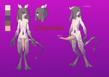 big_penis digitigrade gem genitals horn male penis smile smiling_at_viewer solo pitta_the_italian cinny_(cinnamon) demon humanoid absurd_res hi_res model_sheet