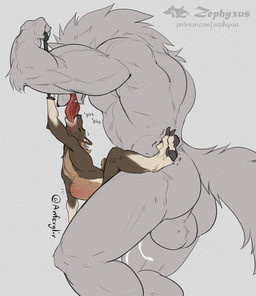 abdominal_bulge anthro anthro_on_anthro anthro_penetrated anthro_penetrating anthro_penetrating_anthro balls big_balls biped brown_body brown_fur butt claws digitigrade duo extreme_french_kiss french_kissing fur genitals grey_body grey_fur kissing larger_male male male/male male_penetrated male_penetrating male_penetrating_male multicolored_body multicolored_fur muscular muscular_anthro muscular_male nude_anthro nude_male paws penetration sex size_difference smaller_male smaller_penetrated toe_claws white_body white_fur zephyxus mythology canid canine mammal mythological_canine mythological_creature werecanid werecanine werecreature werewolf 2025 digital_media_(artwork)