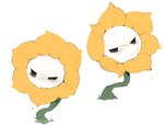 ambiguous_gender big_eyes blush bodily_fluids flower frown narrowed_eyes not_furry plant pouting simple_background solo tears 9999gpera undertale undertale_(series) flowey_the_flower elemental_creature flora_fauna flower_creature multiple_images