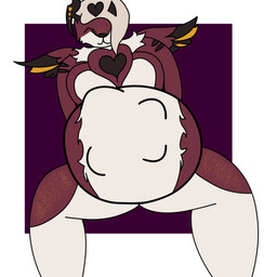 anthro female female_pred golden_markings heart_symbol horn maroon_fur small_wings solo vore wings rimori nintendo pokemon jasper_(rimori) absol generation_3_pokemon generation_6_pokemon mega_absol mega_evolution pokemon_(species) 1:1 absurd_res hi_res